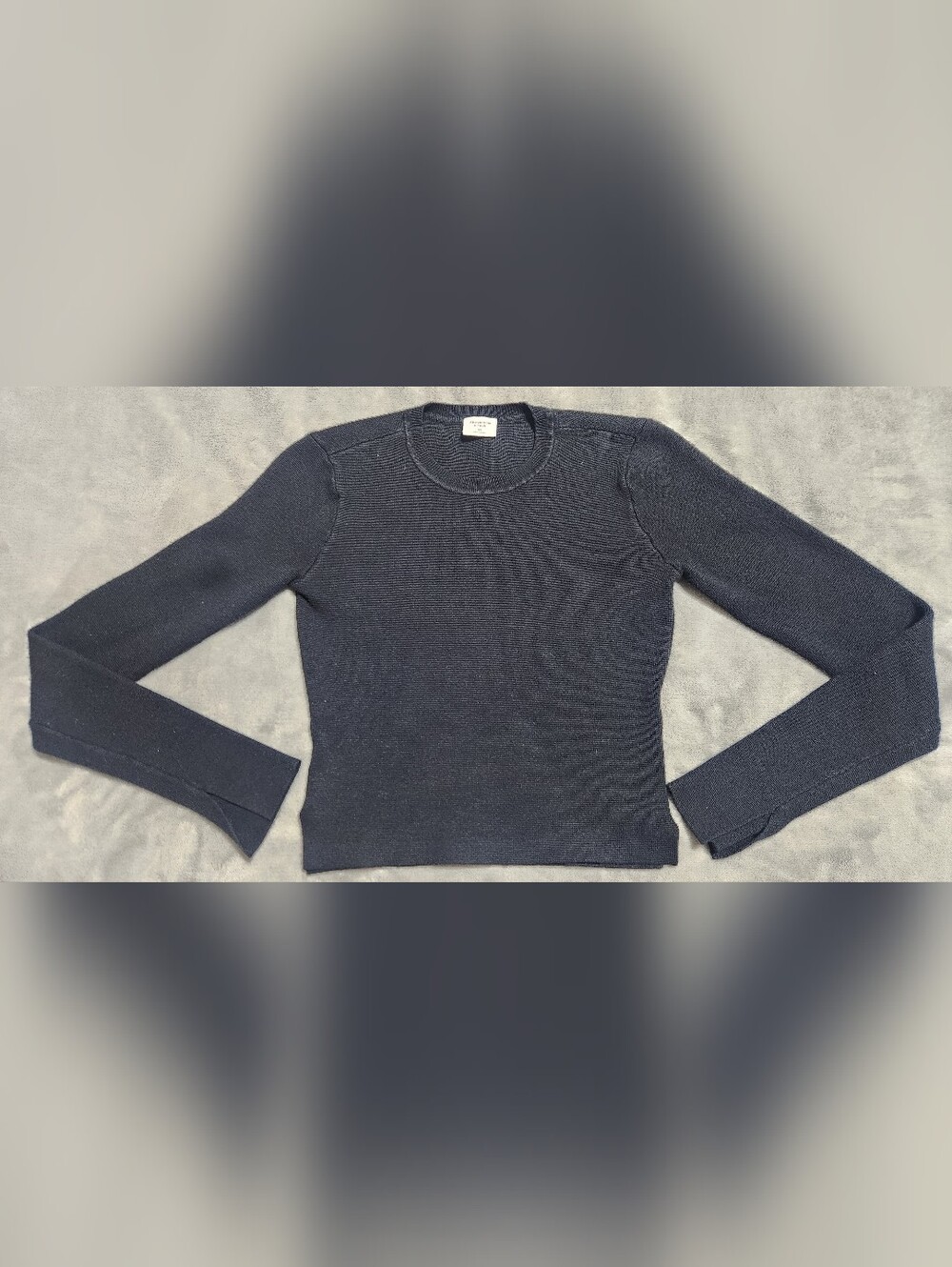 Abercrombie & Fitch Black Ribbed Long Sleeve Top Split Cuff Sz XS
